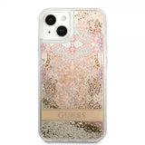 Guess iPhone 13 Mini Cover Liquid Glitter Paisley Pattern Guld