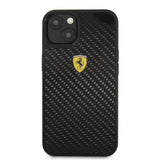 Ferrari iPhone 13 Mini Cover Real Carbon Metal Logo Sort