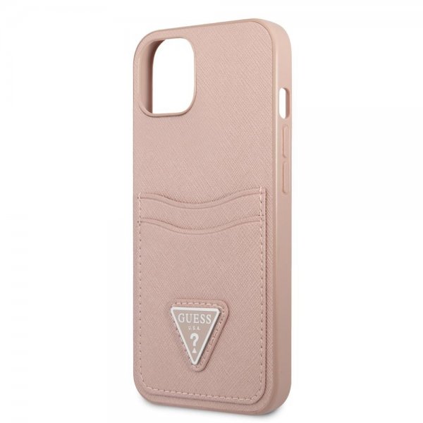 Guess iPhone 13 Mini Cover Saffiano Double Cardslot Rosa