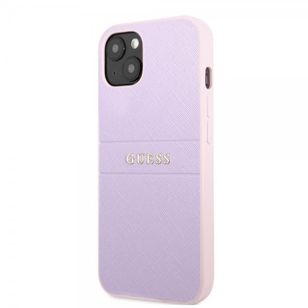 Guess iPhone 13 Mini Cover Saffiano Metal Logo Lilla