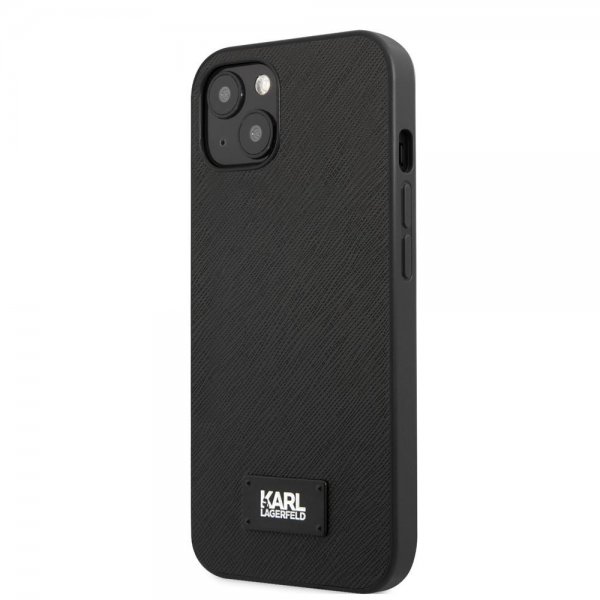Karl Lagerfeld iPhone 13 Mini Cover Saffiano Metal Plaque Sort