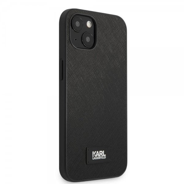 Karl Lagerfeld iPhone 13 Mini Cover Saffiano Metal Plaque Sort