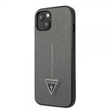 Guess iPhone 13 Mini Cover Saffiano Metal Triangle Silver