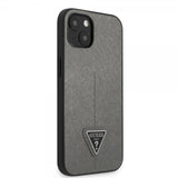 Guess iPhone 13 Mini Cover Saffiano Metal Triangle Silver