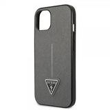 Guess iPhone 13 Mini Cover Saffiano Metal Triangle Silver