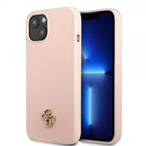 Guess iPhone 13 Mini Cover Silikone Metal Logo 4G Lyserød