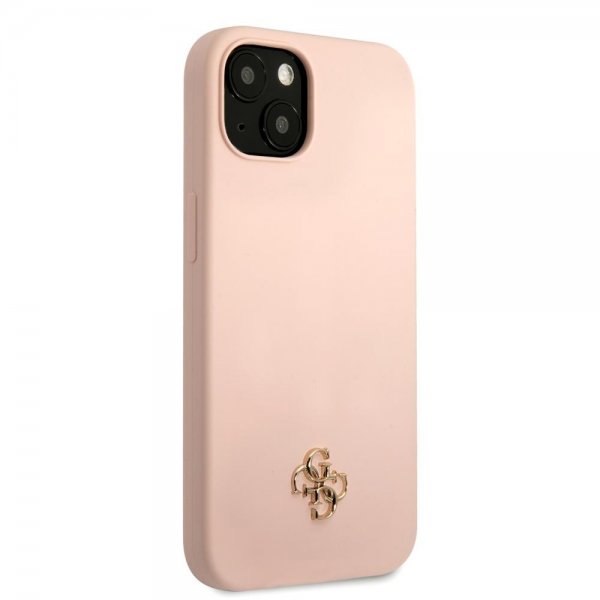 Guess iPhone 13 Mini Cover Silikone Metal Logo 4G Lyserød
