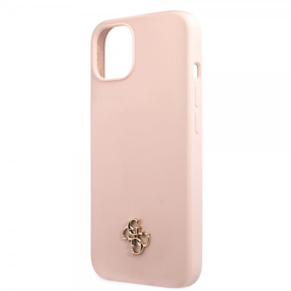 Guess iPhone 13 Mini Cover Silikone Metal Logo 4G Lyserød