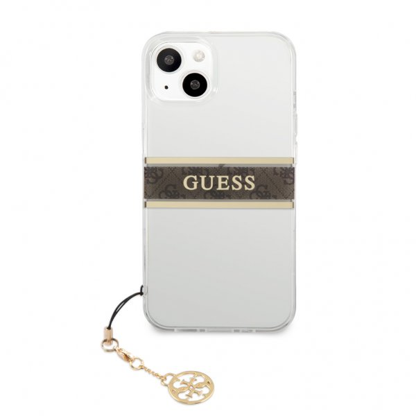 Guess iPhone 13 Mini Cover Stripe Charm Brun
