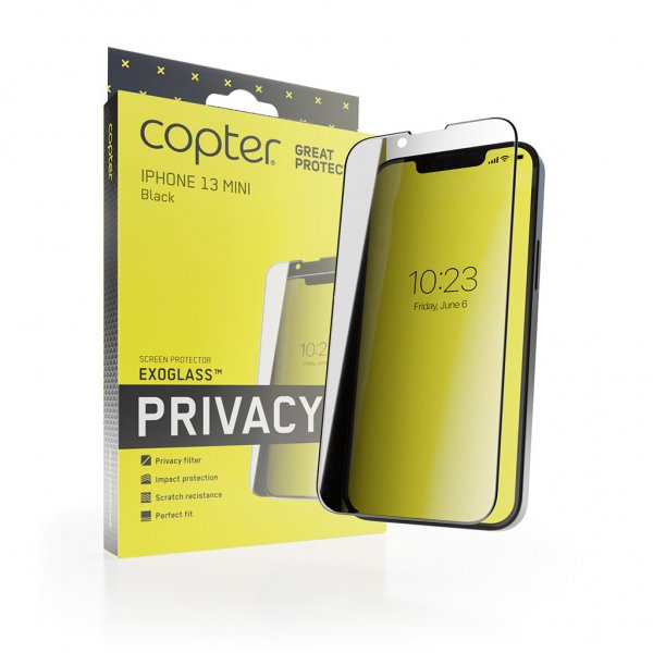 Copter iPhone 13 Mini Skærmbeskyttelse Exoglass Curved Privacy