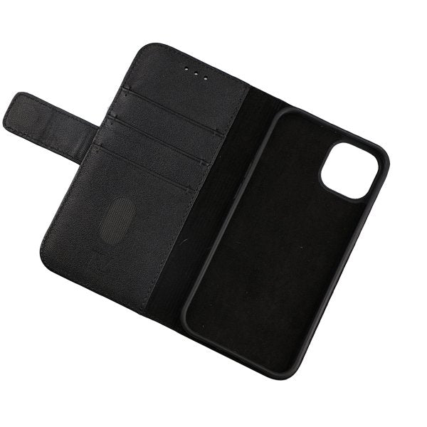 Rvelon iPhone 13 Cover Ægte læder Kortlomme Sort