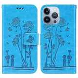 iPhone 13 Pro Etui Blomstret Mønster Blå