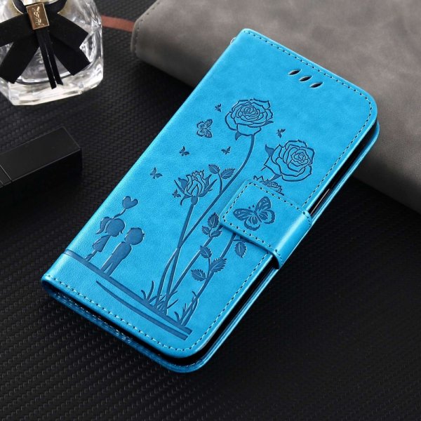 iPhone 13 Pro Etui Blomstret Mønster Blå