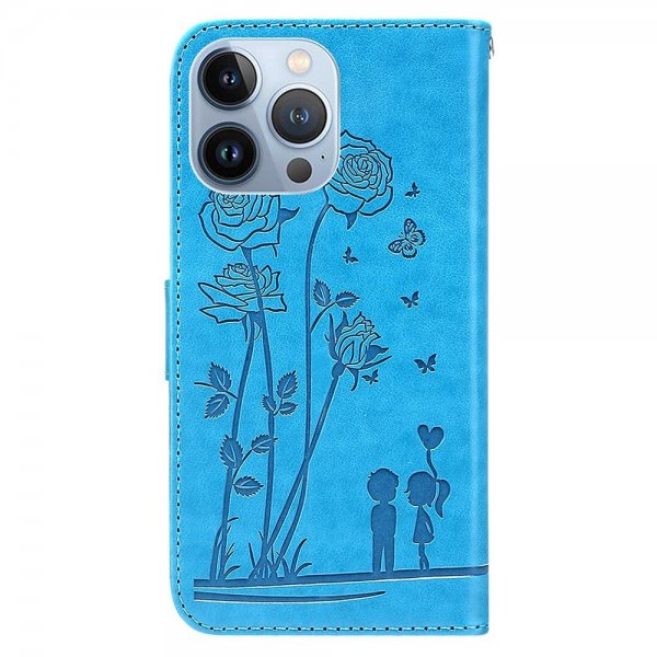 iPhone 13 Pro Etui Blomstret Mønster Blå