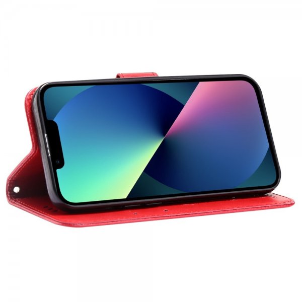 iPhone 13 Pro Etui Blomstermønster Rød