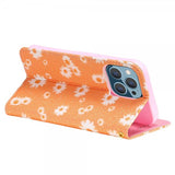 iPhone 13 Pro Cover Glitter Blomstermønster Orange