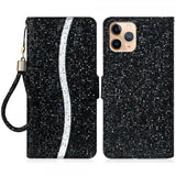iPhone 13 Pro Cover Glitter Stribe Sort