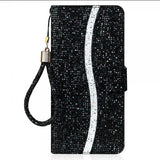 iPhone 13 Pro Cover Glitter Stribe Sort