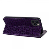 iPhone 13 Pro Etui Krokodillemønster Glitter Flip Lilla