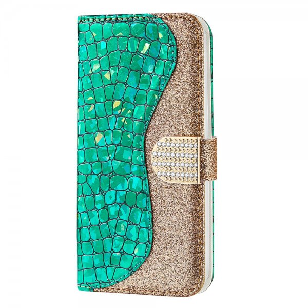 iPhone 13 Pro Cover Krokodillemønster Glimmer Grøn