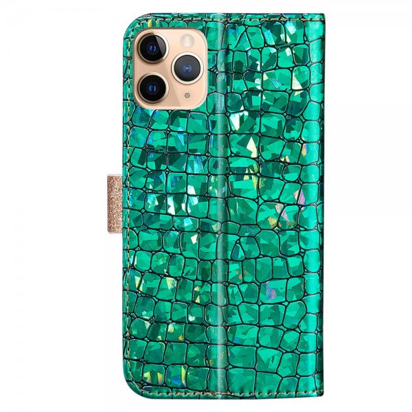 iPhone 13 Pro Cover Krokodillemønster Glimmer Grøn