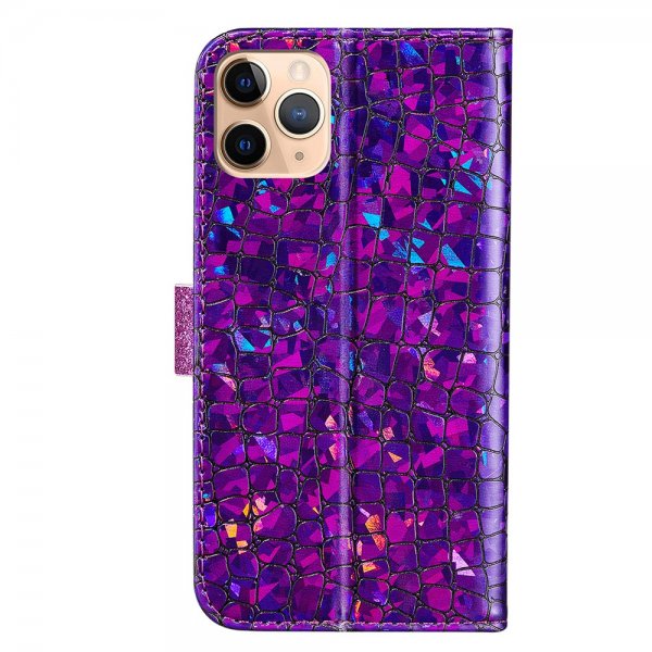 iPhone 13 Pro Cover Krokodillemønster Glitter Lilla