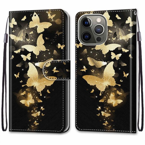 iPhone 13 Pro Cover Motiv Guld Sommerfugle