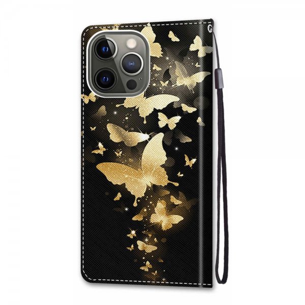 iPhone 13 Pro Cover Motiv Guld Sommerfugle