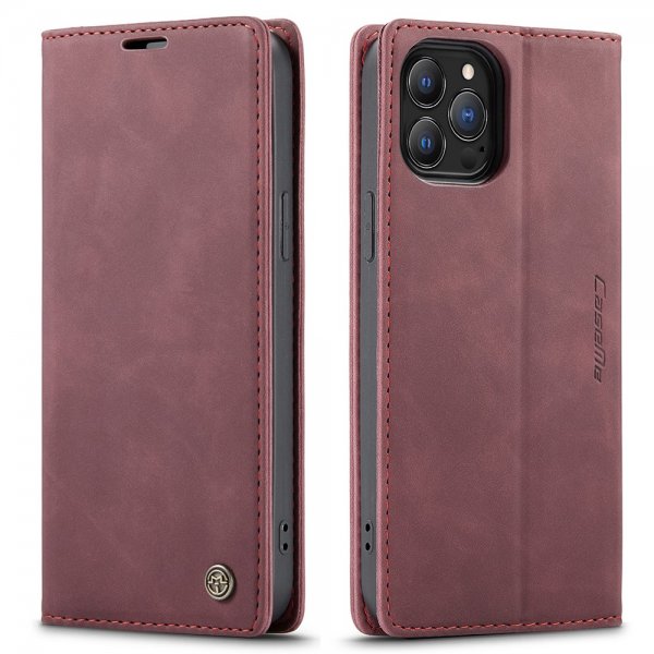 CaseMe iPhone 13 Pro Etui Retro Flip Rød