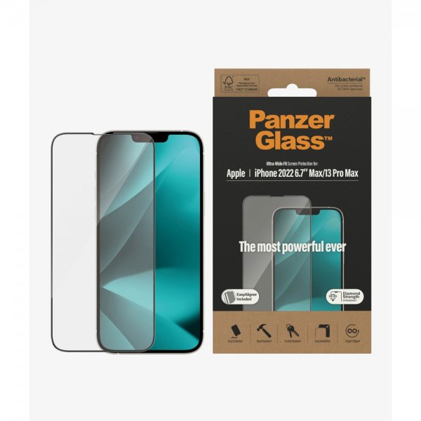 PanzerGlass iPhone 13 Pro Max/iPhone 14 Plus Skærmbeskyttelse Ultra-Wide Fit EasyAligner