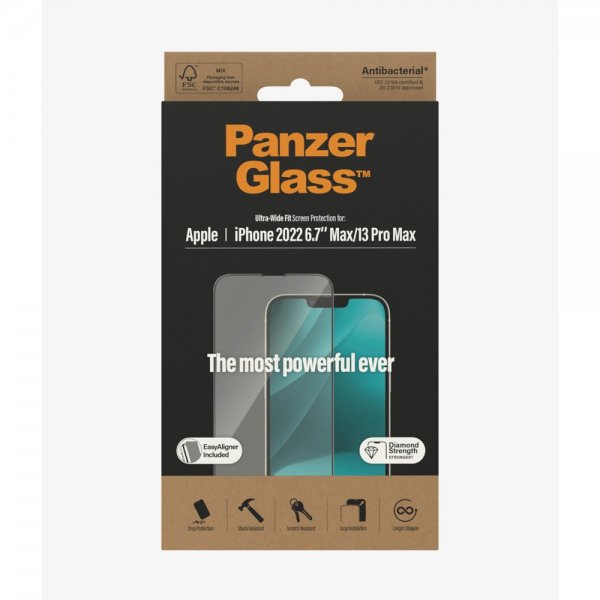 PanzerGlass iPhone 13 Pro Max/iPhone 14 Plus Skærmbeskyttelse Ultra-Wide Fit EasyAligner
