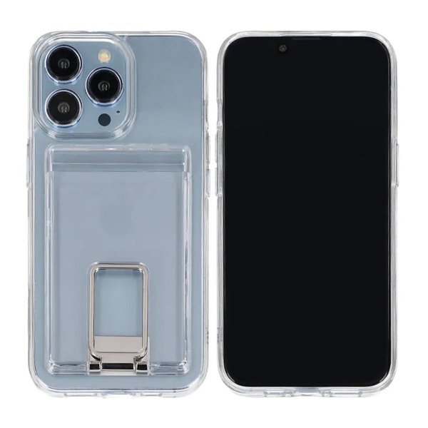 Rvelon iPhone 13 Pro Max Cover med Stander Kreditkortholder Transparent