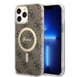 Guess iPhone 13 Pro Max Cover 4G Pattern MagSafe Brun