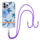 iPhone 13 Pro Max Cover Blomstret Rem Blå Peoner