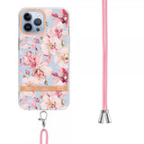 iPhone 13 Pro Max Cover Blomstermønster Rem Rosa Gardenia