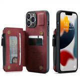 CaseMe iPhone 13 Pro Max Cover C20 Kortlomme Lynlås Rød