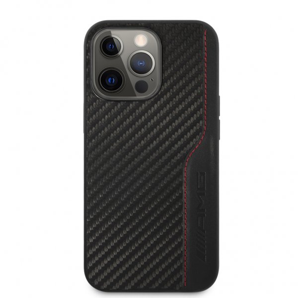 AMG iPhone 13 Pro Max Cover Carbon Effect Stitching Sort