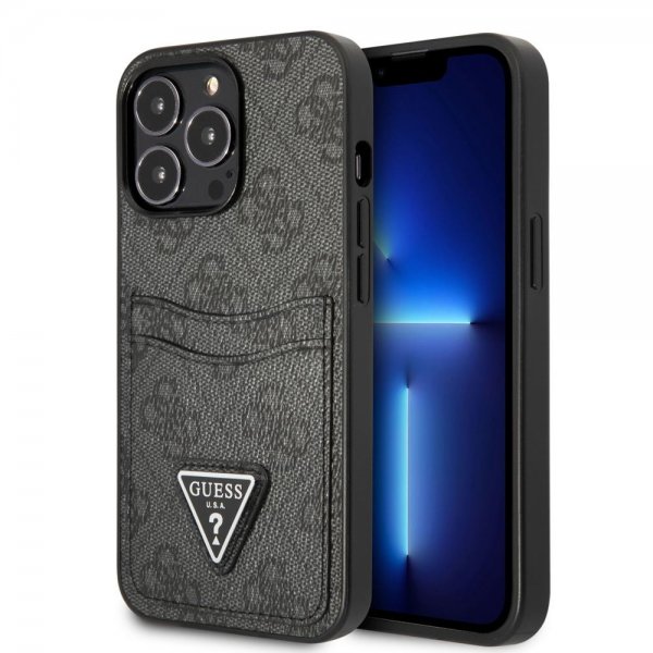 Guess iPhone 13 Pro Max Cover Double Cardslot Metal Triangle Sort