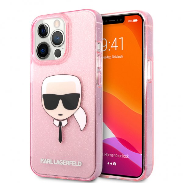Karl Lagerfeld iPhone 13 Pro Max Cover Full Glitter Rosa