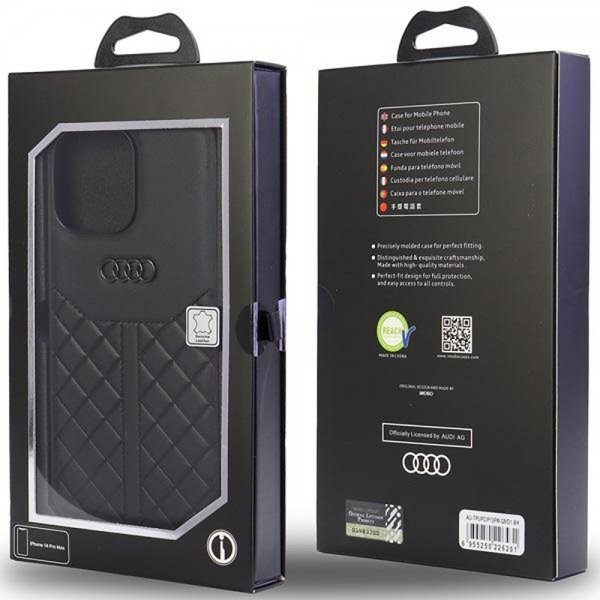 Audi iPhone 13 Pro Max Cover Ægte Læder Sort