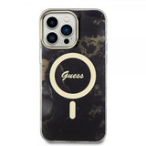 Guess iPhone 13 Pro Max Cover Golden Marble MagSafe Sort