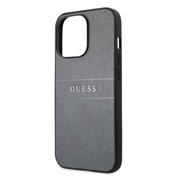 Guess iPhone 13 Pro Max Cover Hot Stamp Metal Logo Grå