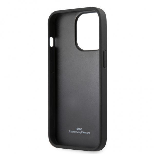 BMW iPhone 13 Pro Max Cover Hot Stamp Metal Logo Sort