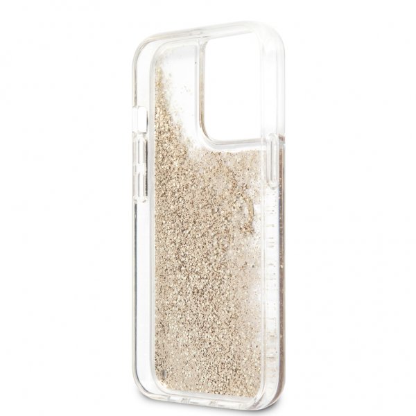 Guess iPhone 13 Pro Max Cover Liquid Glitter Guld