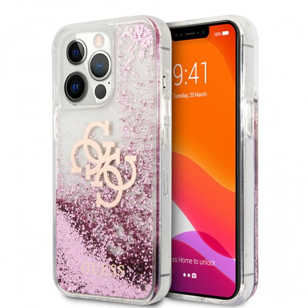 Guess iPhone 13 Pro Max Cover Liquid Glitter Rosa