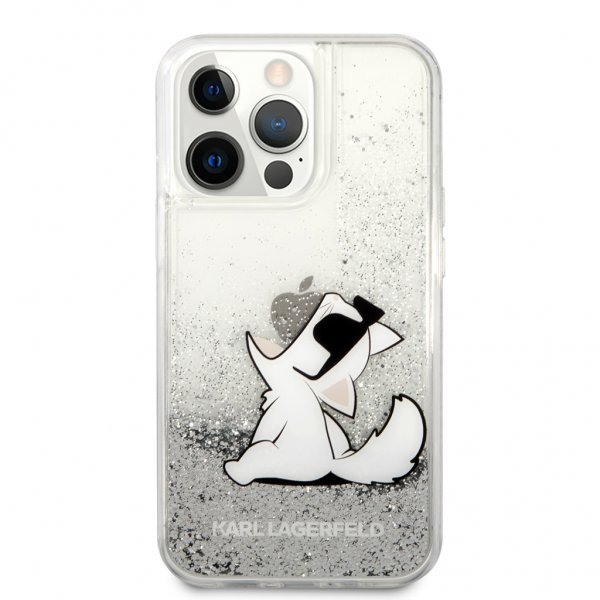 Karl Lagerfeld iPhone 13 Pro Max Cover Liquid Glitter Choupette Sølv