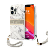 Guess iPhone 13 Pro Max Cover Marble Design Stripe Grå