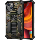 iPhone 13 Pro Cover med Metalplade Standerfunktion Camouflage Grøn