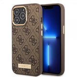Guess iPhone 13 Pro Max Cover Metal Plate Logo MagSafe Brun