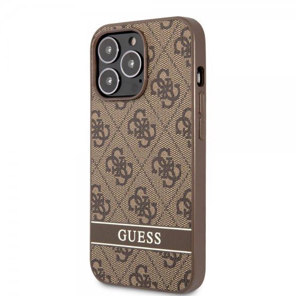 Guess iPhone 13 Pro Max Cover Printed Stripe Bottom Brun